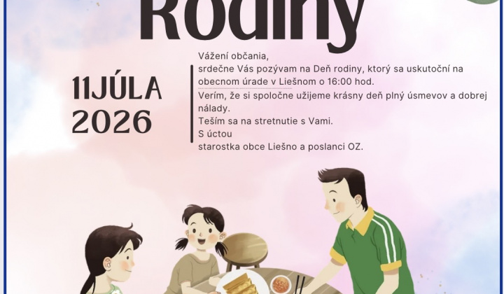 Pozvánka na Deň rodiny na OcÚ v Liešne.