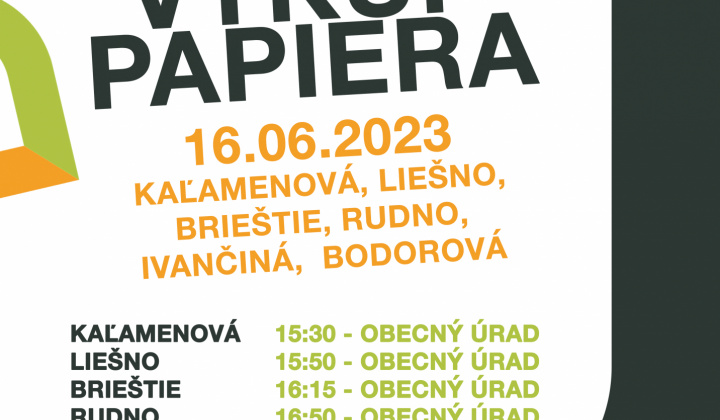 ZBER PAPIERA - OZNAM